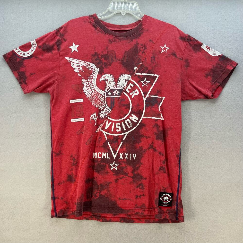 American Fighter T-Shirt Men's Size XL Red White Gorpcore Preppy Short Sleeve